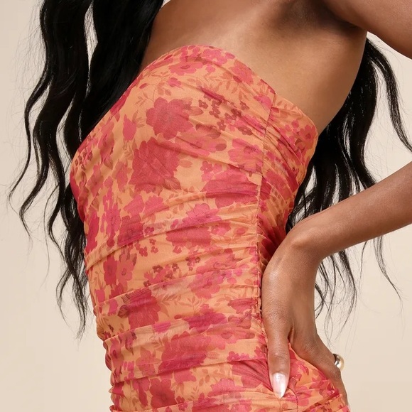 Lulus Orange Floral Mini Dress - Picture 2 of 8